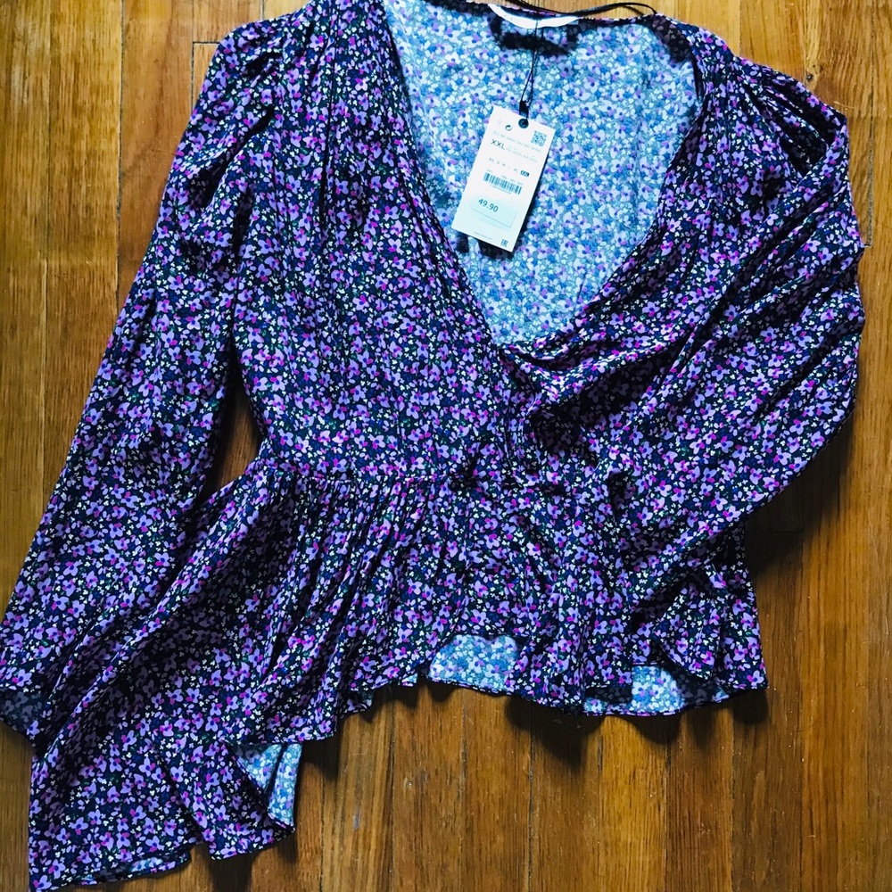Zara Floral Print Blouse, Size XXL